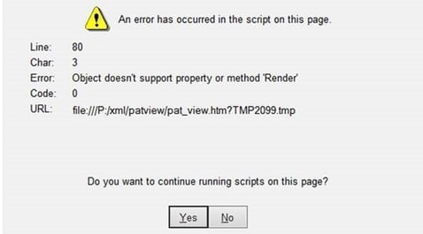 Javascript Error Message